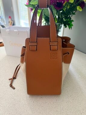 Loewe Brown Leather and Natural Canvas Hammock Tote